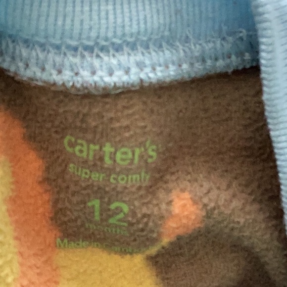 Carters 12 month fleece pajamas zip front safety material on feet cute details - Picture 12 of 12
